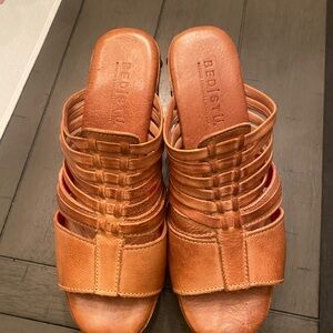 BED|STU Tan Woven Leather Mules